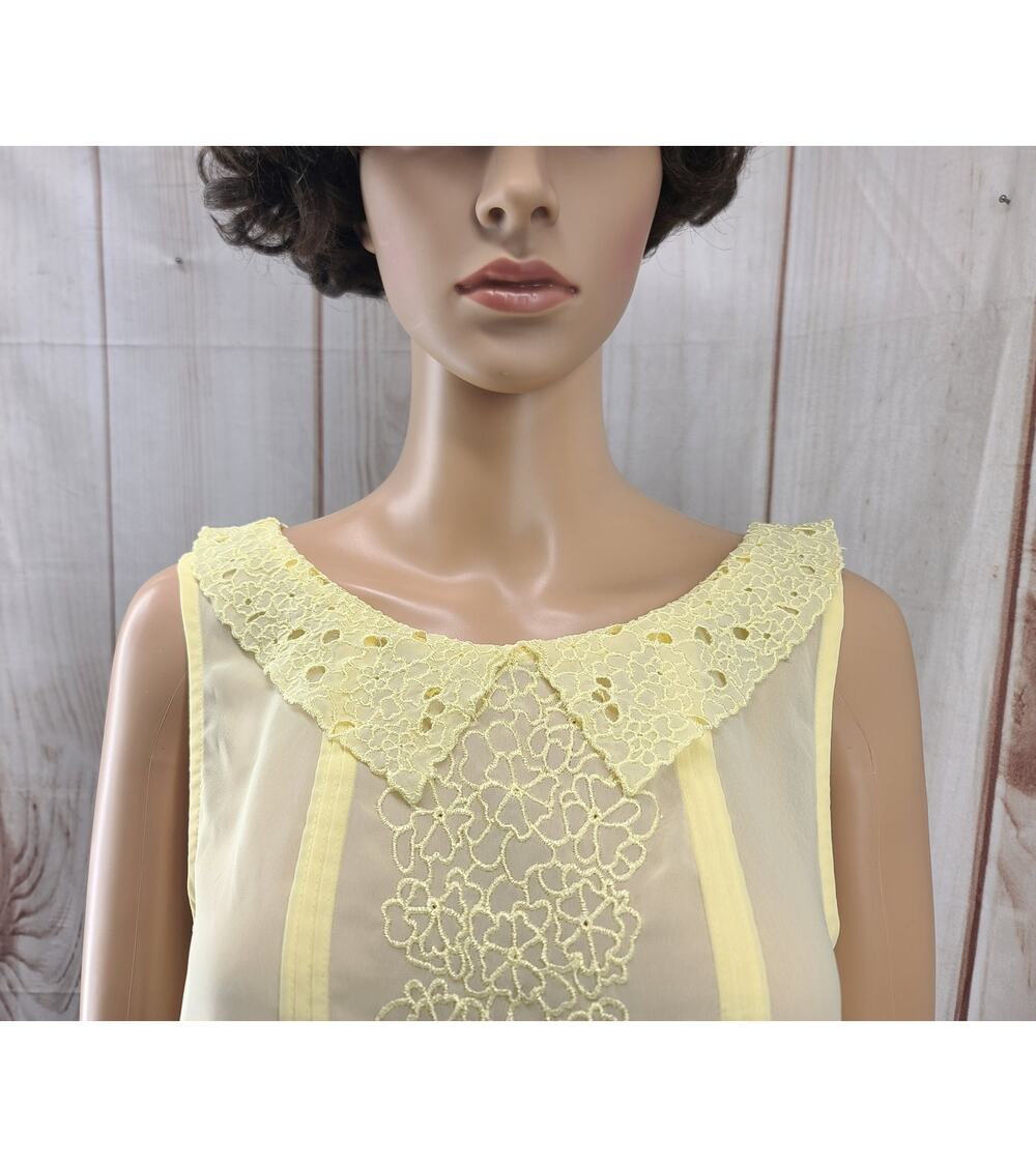 LC Lauren Conrad Women M Yellow Semi-Sheer Sleeveless Top